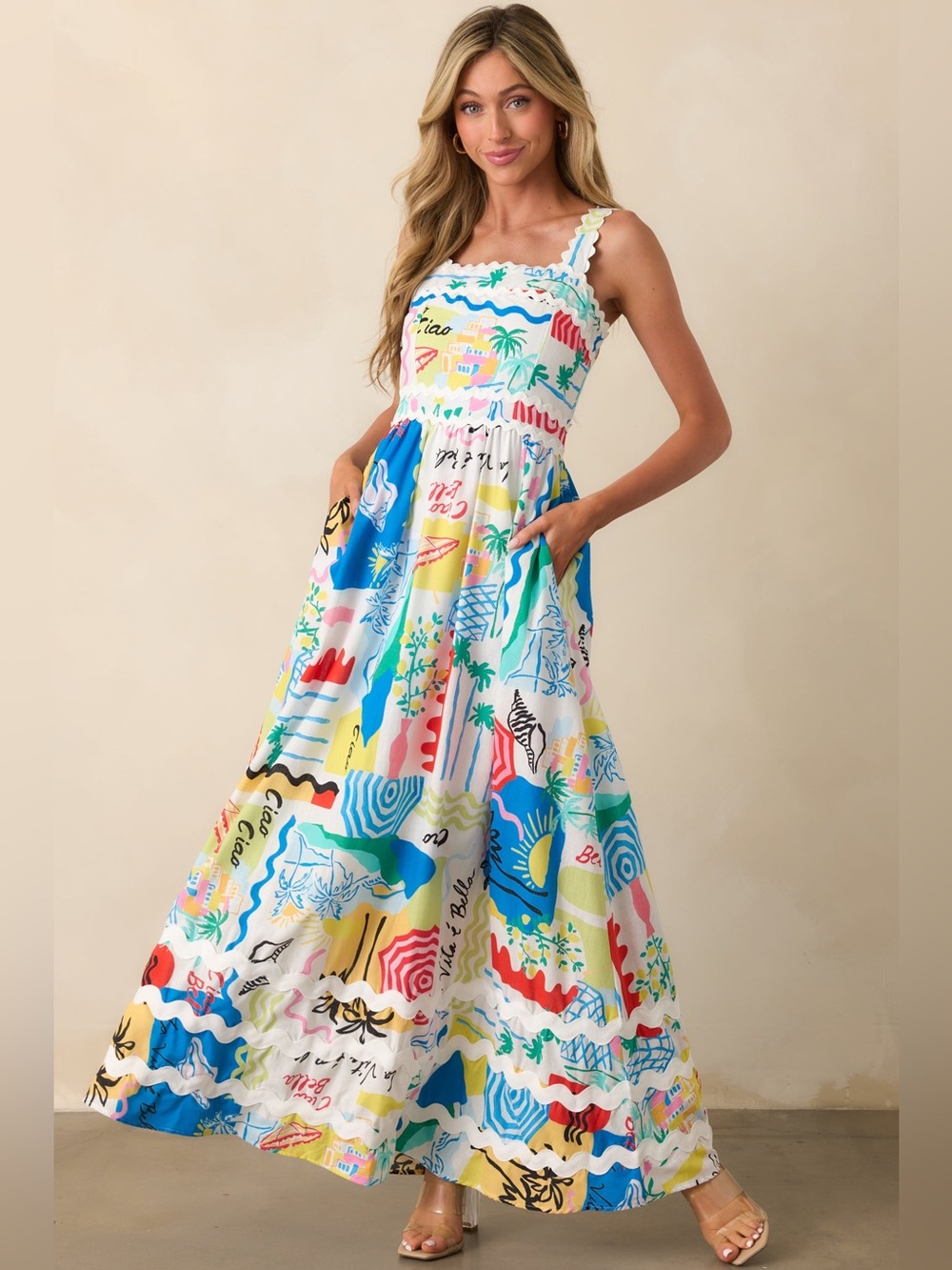NWT Prosperina Florence Multi Tropical Print Linen Maxi Dress, Size XS - Picture 3 of 15